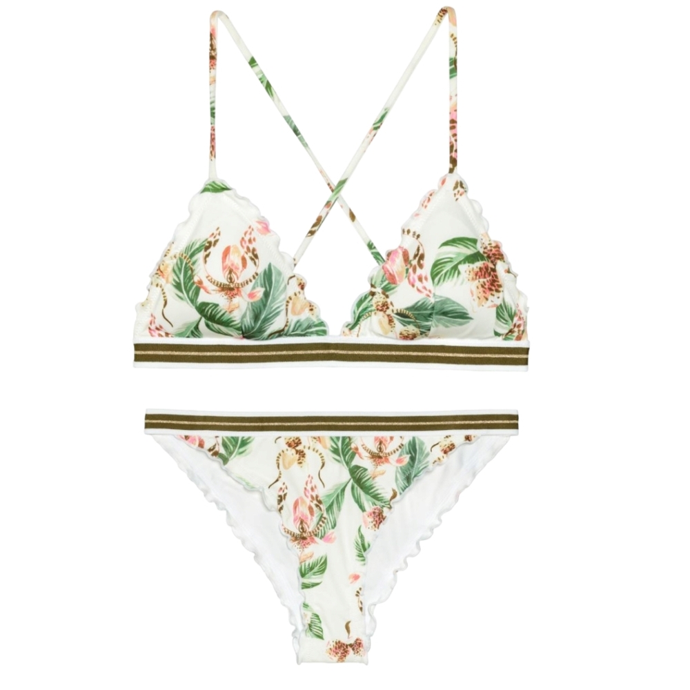 H&M Padded Triangle Bikini Top (14) & Cheeky Bikini Bottom (6) - Tropical Jungle